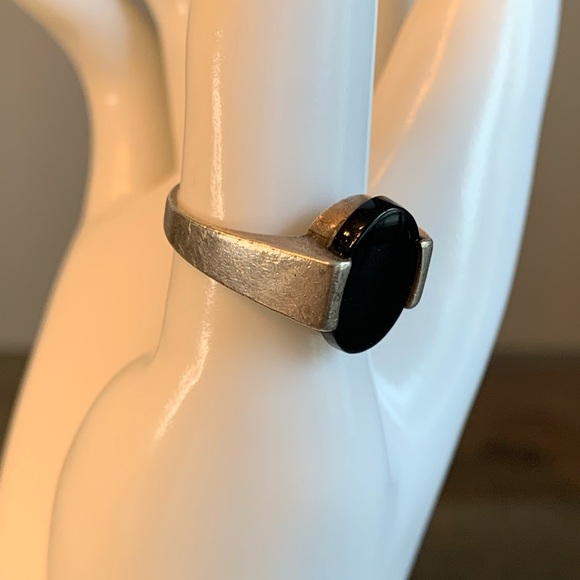 Sterling Silver Ring Black Onyx Stone Stamped 925 Size 7 Vintage Minimalist - Picture 12 of 12